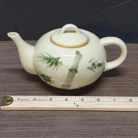 Bamboo World Market Tea Pot Vintage Ceramic Kettle Collectable - Picture 2 of 7